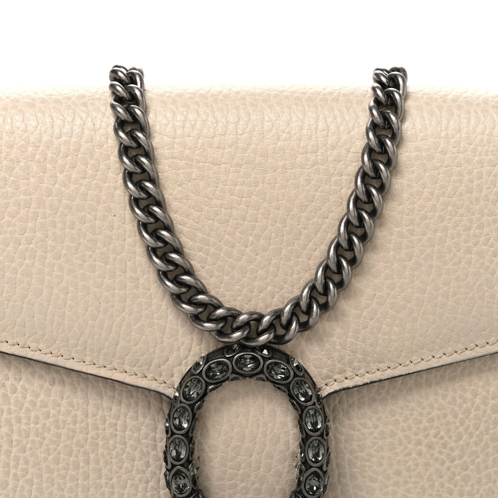 Dollar Calfskin Mini Dionysus Chain Wallet Mystic White