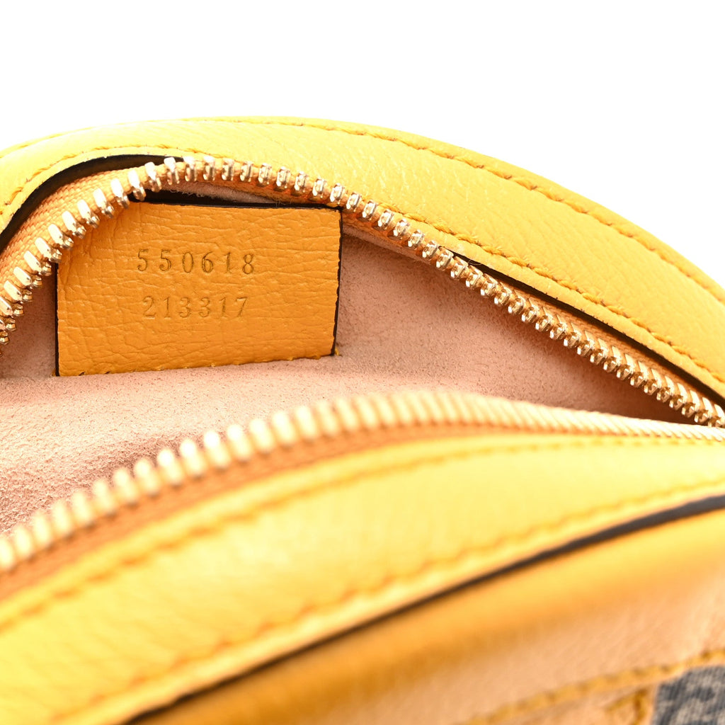 GG Supreme Monogram Flora Web Mini Ophidia Round Shoulder Bag Beige Multicolor Crop