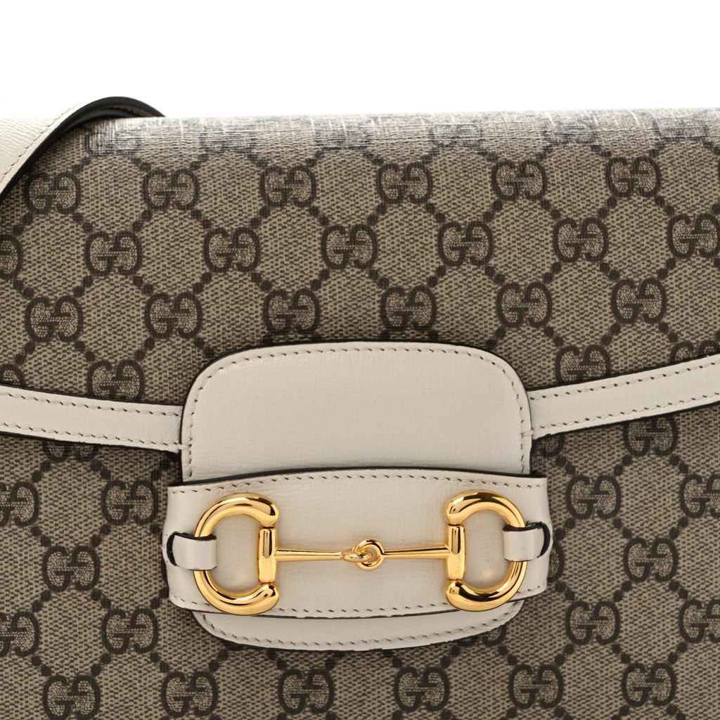 GG Supreme Monogram Horsebit 1955 Shoulder Bag Beige Mystic White