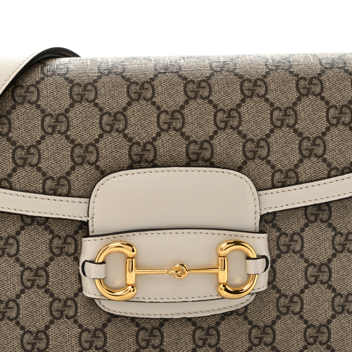 GG Supreme Monogram Horsebit 1955 Shoulder Bag Beige Mystic White