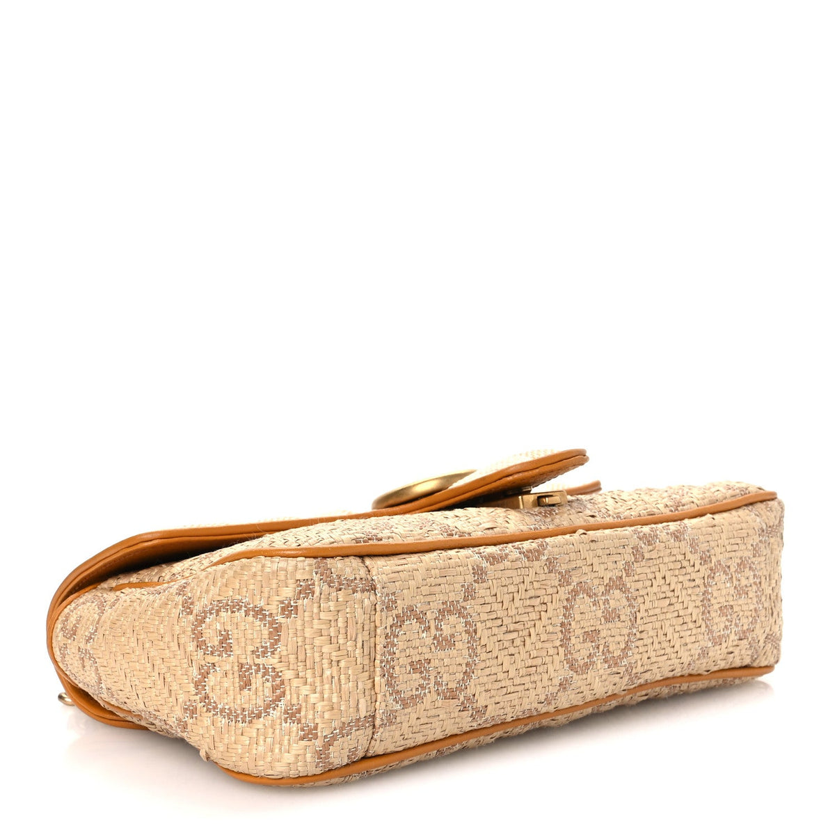 Raffia GG Monogram Matelasse Small GG Marmont Shoulder Bag Natural Beige Off White Sun Oil