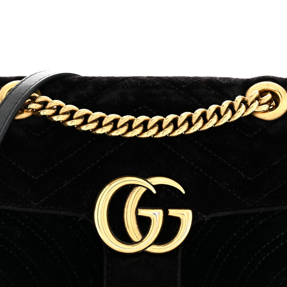 Velvet Matelasse Mini GG Marmont Shoulder Bag Black
