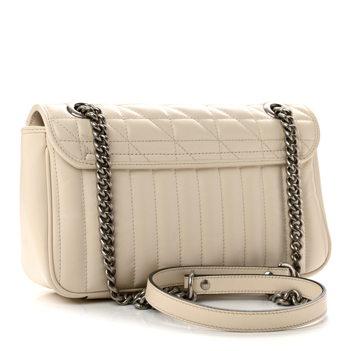 Calfskin Matelasse Aria Small GG Marmont Shoulder Bag Mystic White