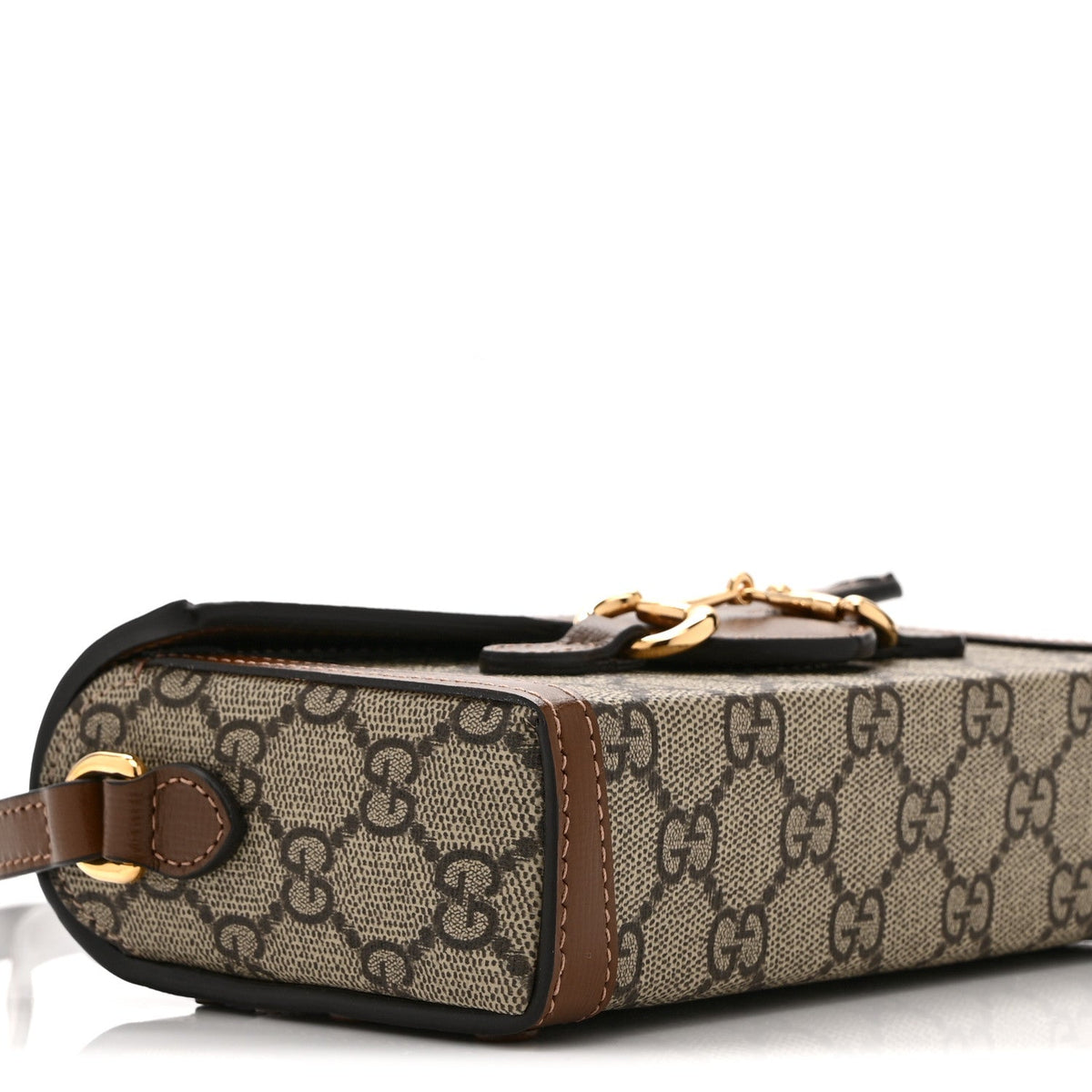 GG Supreme Monogram Mini Horsebit 1955 Shoulder Bag Beige Brown Sugar