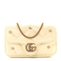 Calfskin Matelasse Double G Studs Mini Torchon GG Marmont Shoulder Bag White