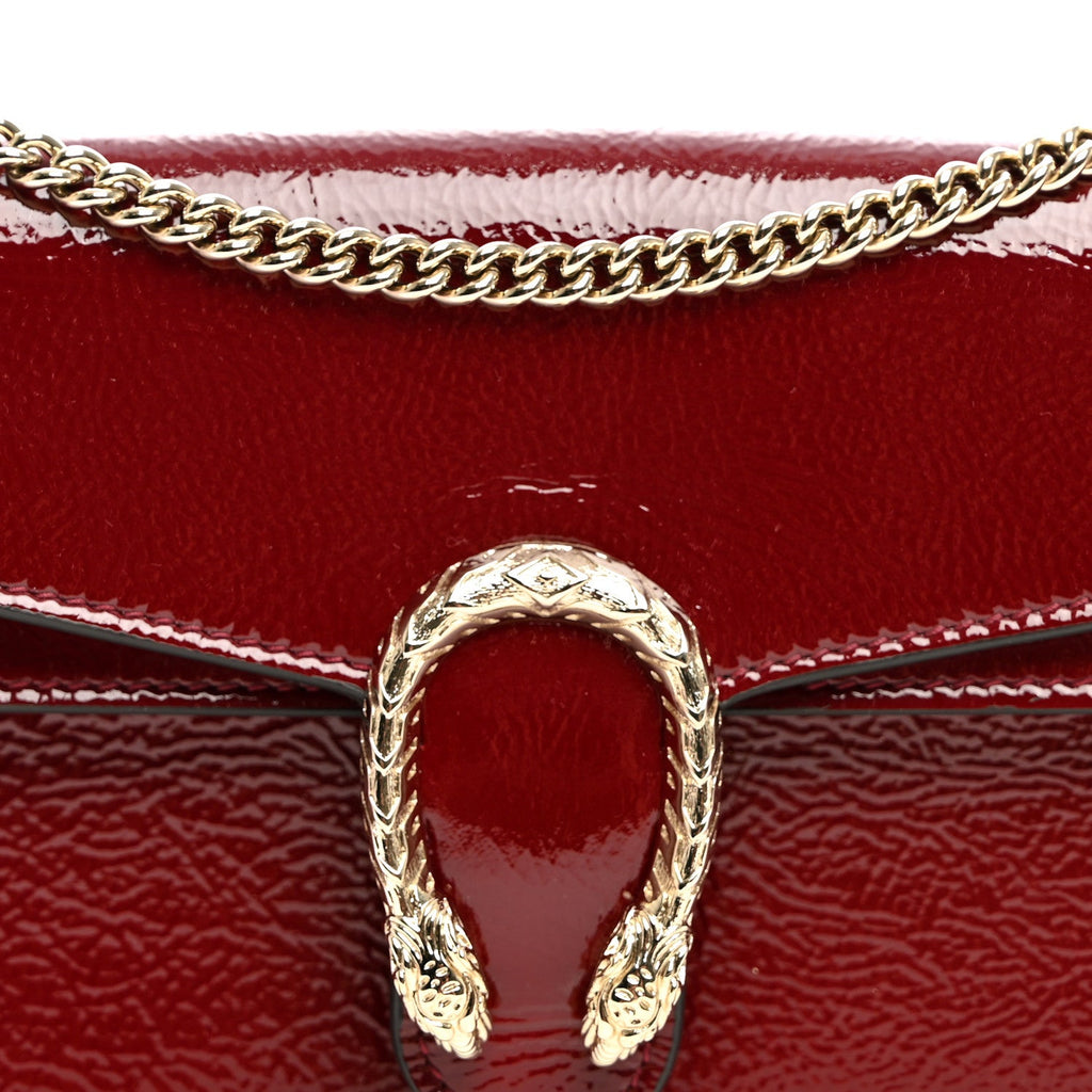 Crinkled Patent Mini Dionysus Shoulder Bag Rosso Ancora Red