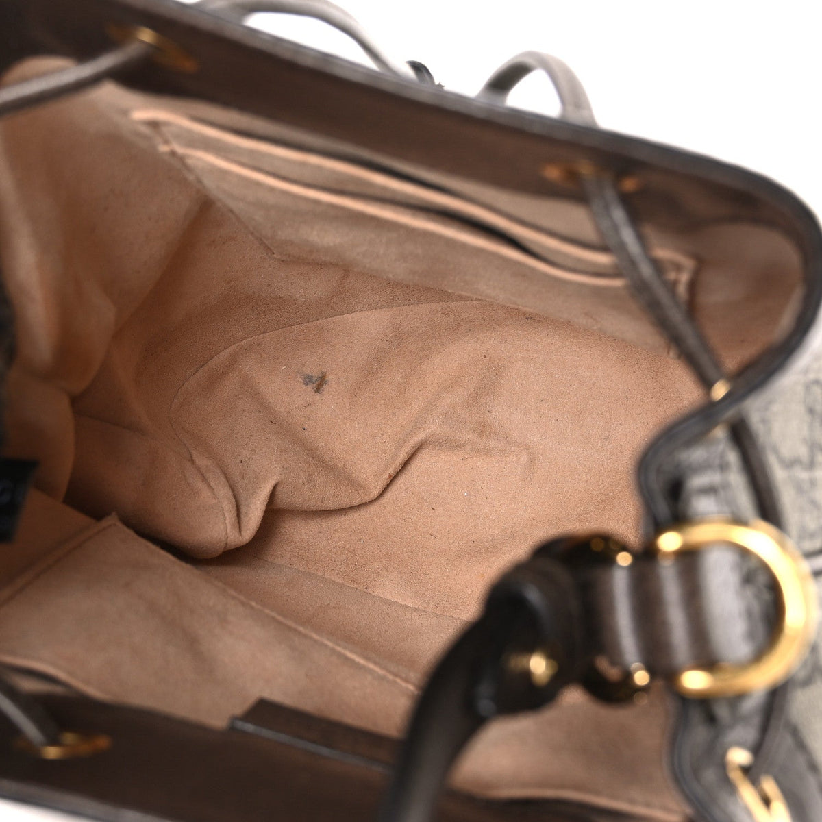 GG Supreme Monogram Web Small Ophidia Bucket Bag Brown