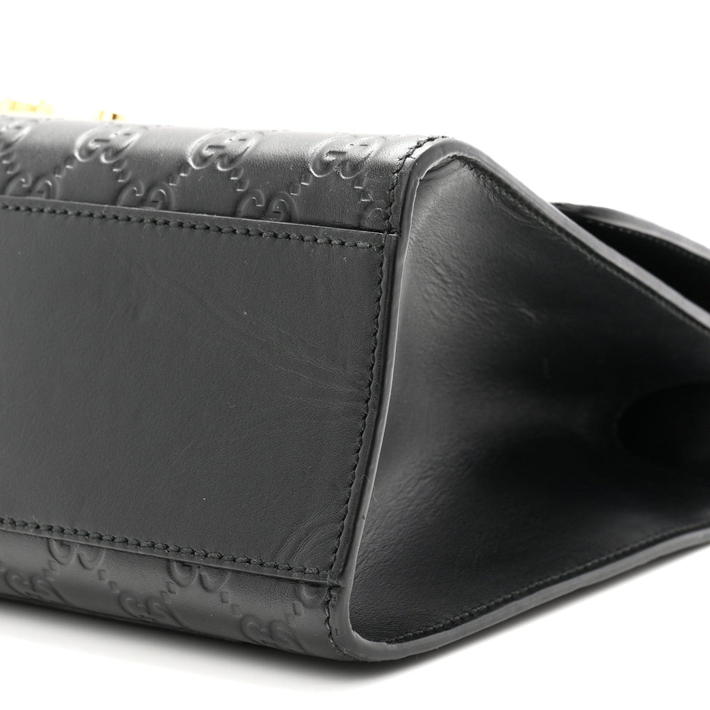 Guccissima Medium Padlock Shoulder Bag Black