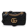 Calfskin Matelasse Mini GG Marmont Shoulder Bag Black