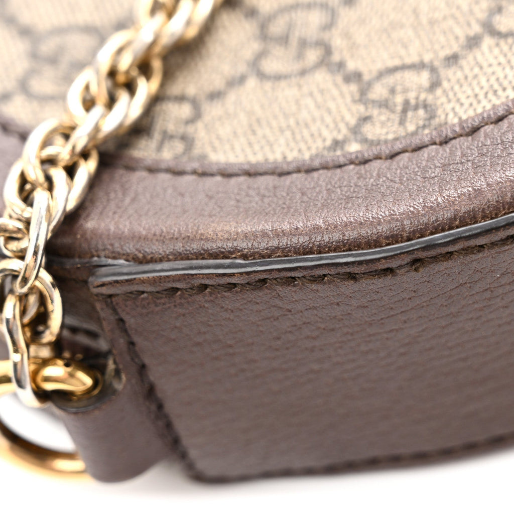 GG Supreme Monogram Web Mini Ophidia Round Shoulder Bag Brown