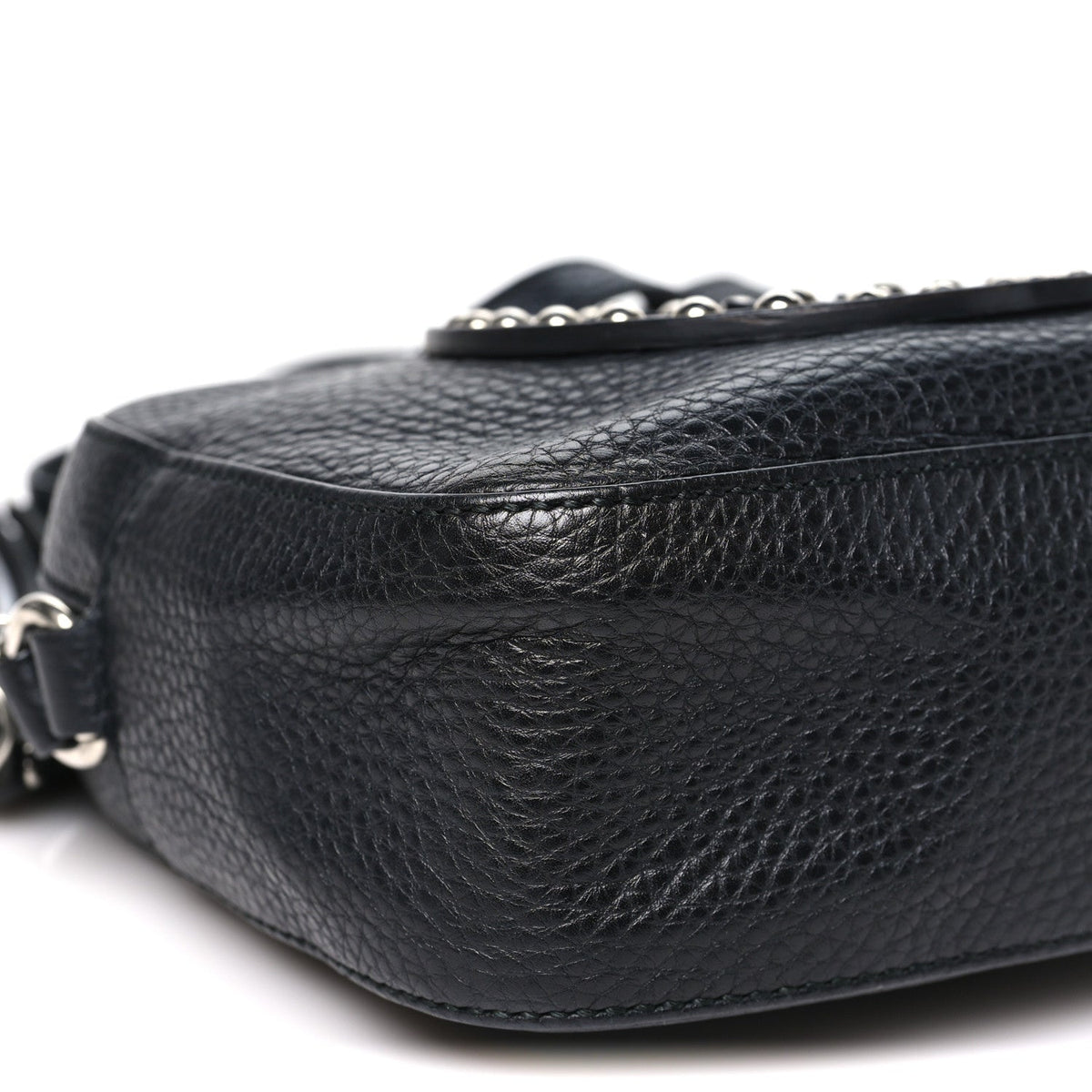 Pebbled Calfskin Studded Small Soho Disco Bag Black