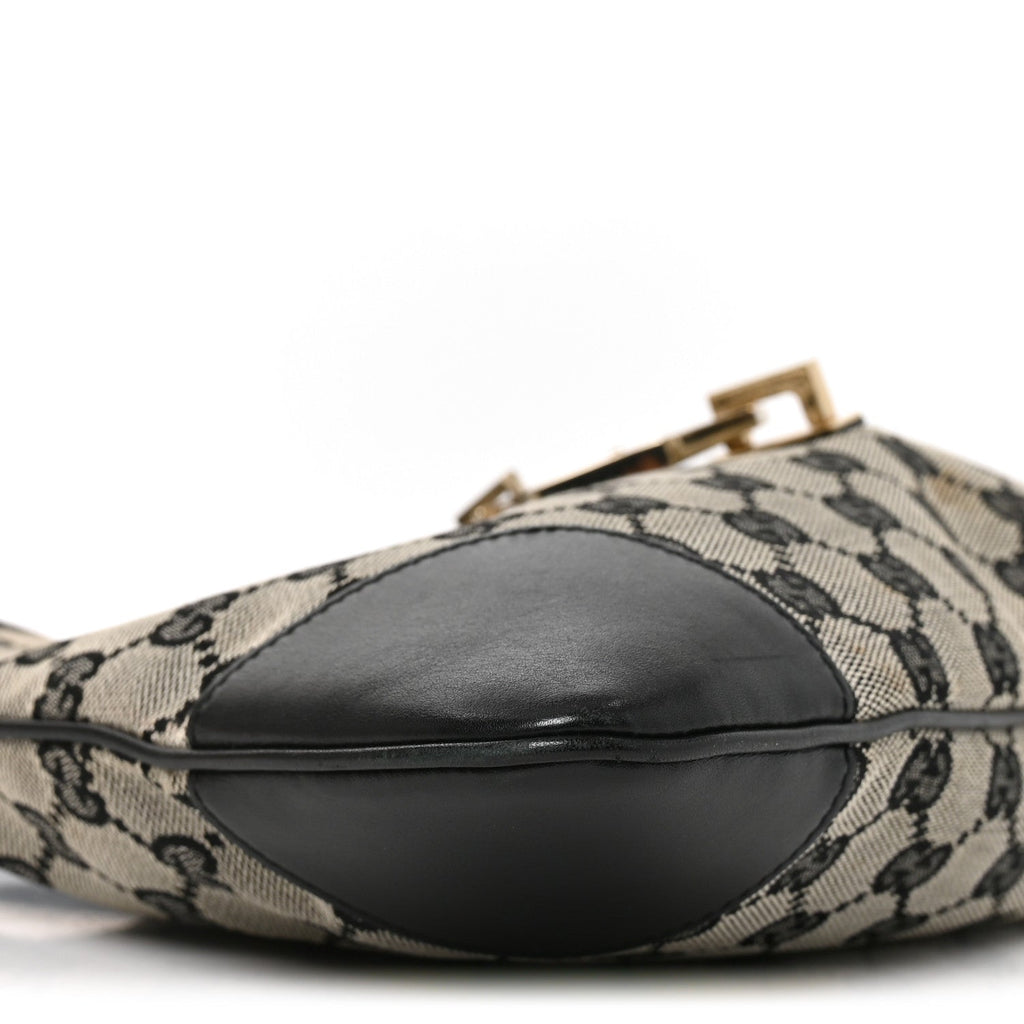 Monogram Lobster Clasp Jackie O Hobo Beige Black