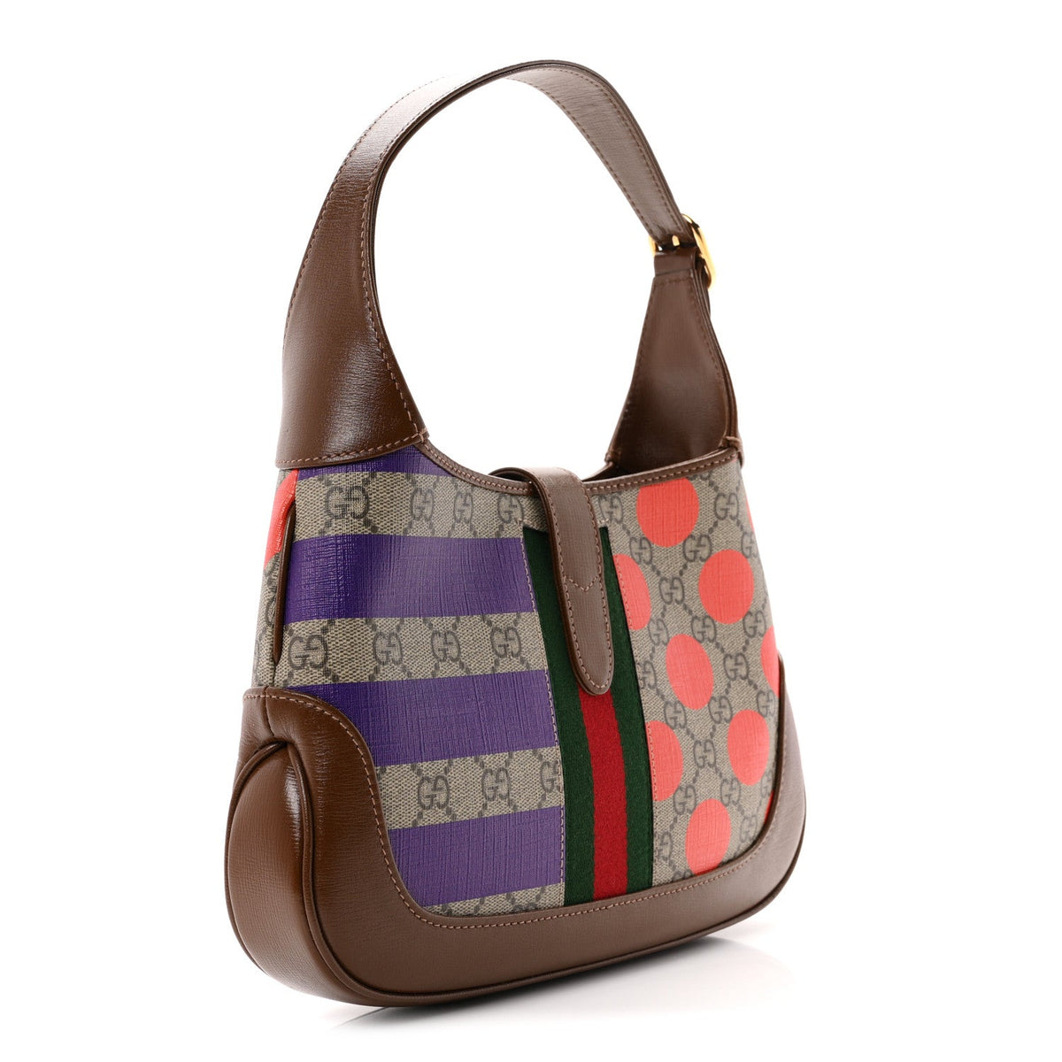 GG Supreme Monogram Azalea Calfskin Print Web Small Jackie 1961 Hobo Multicolor