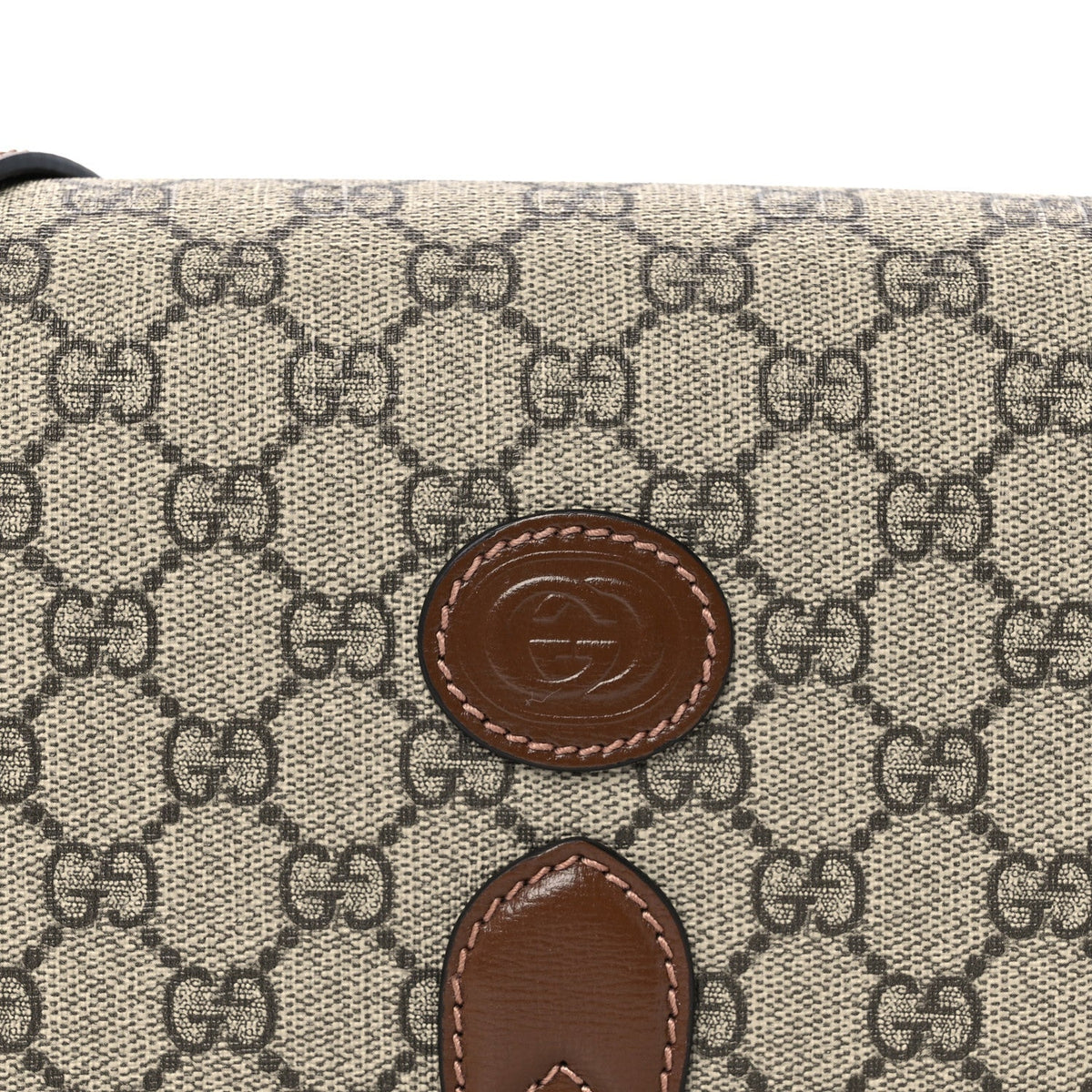 GG Supreme Monogram Azalea Calfskin Mini Retro Interlocking G Flap Shoulder Bag Beige Ebony Brown Sugar