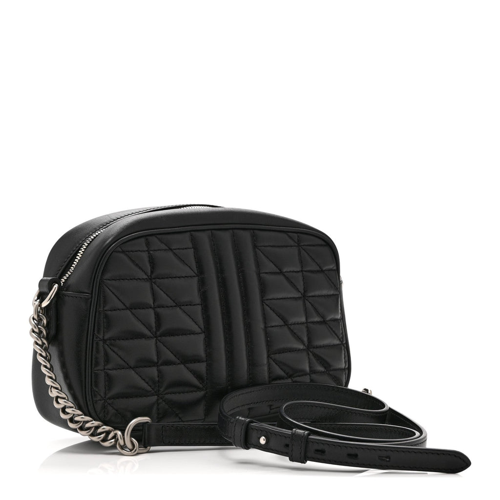 Calfskin Matelasse Aria Small GG Marmont Chain Shoulder Bag Black