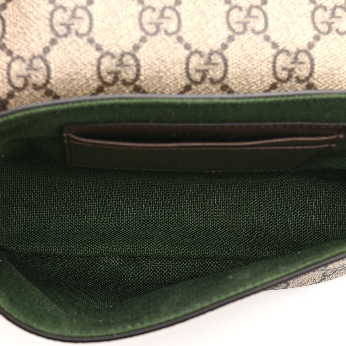 GG Supreme Monogram Textured Dollar Calfskin Web Mini Ophidia Shoulder Bag Beige Ebony New Acero