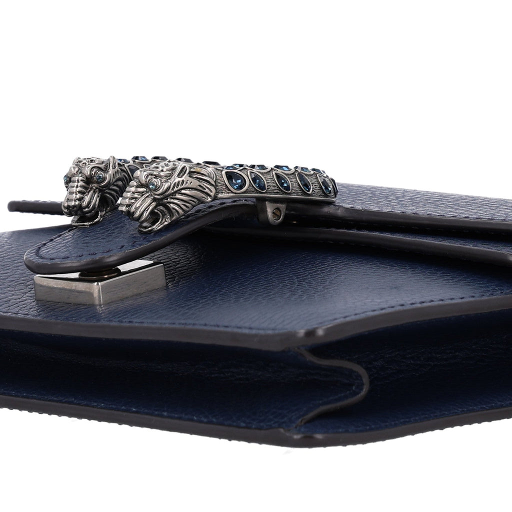 Dollar Calfskin Crystal Mini Dionysus Shoulder Bag Blue Agata Montana Sapphire