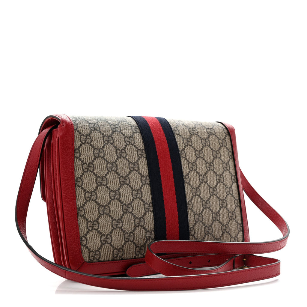 GG Supreme Monogram Medium Queen Margaret Shoulder Bag Red