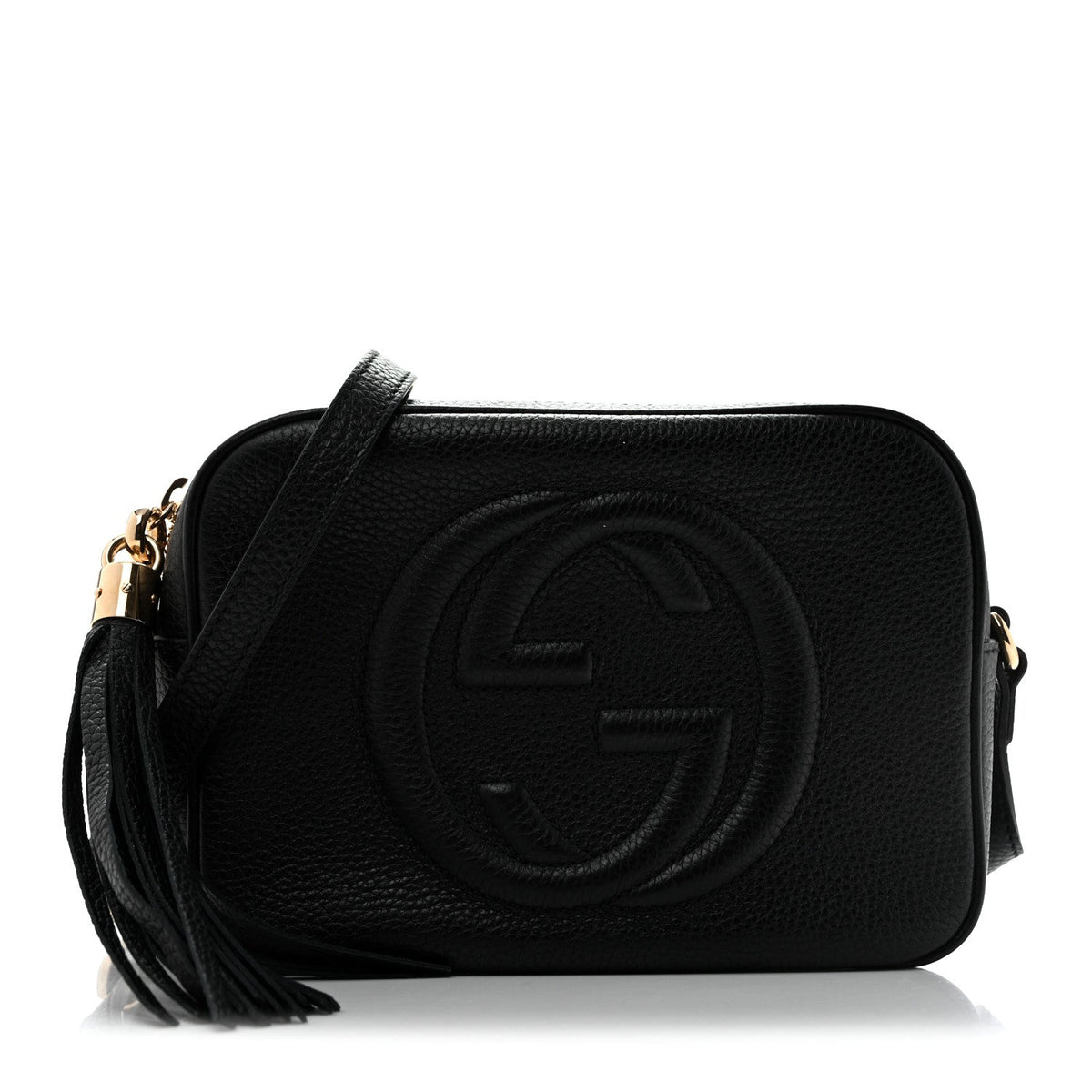 Pebbled Calfskin Small Soho Disco Bag Black