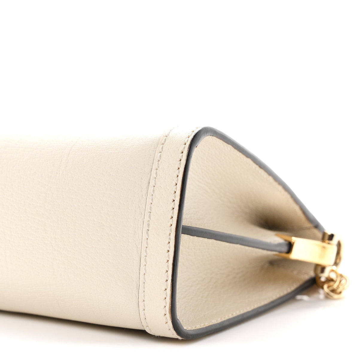 Textured Calfskin Web Small Ophidia Chain Shoulder Bag Mystic White