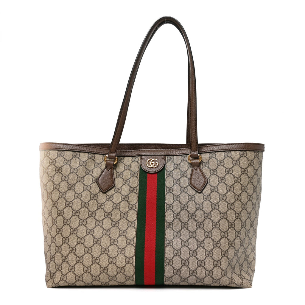 GG Supreme Monogram Medium Ophidia Shopping Tote Brown