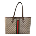 GG Supreme Monogram Medium Ophidia Shopping Tote Brown