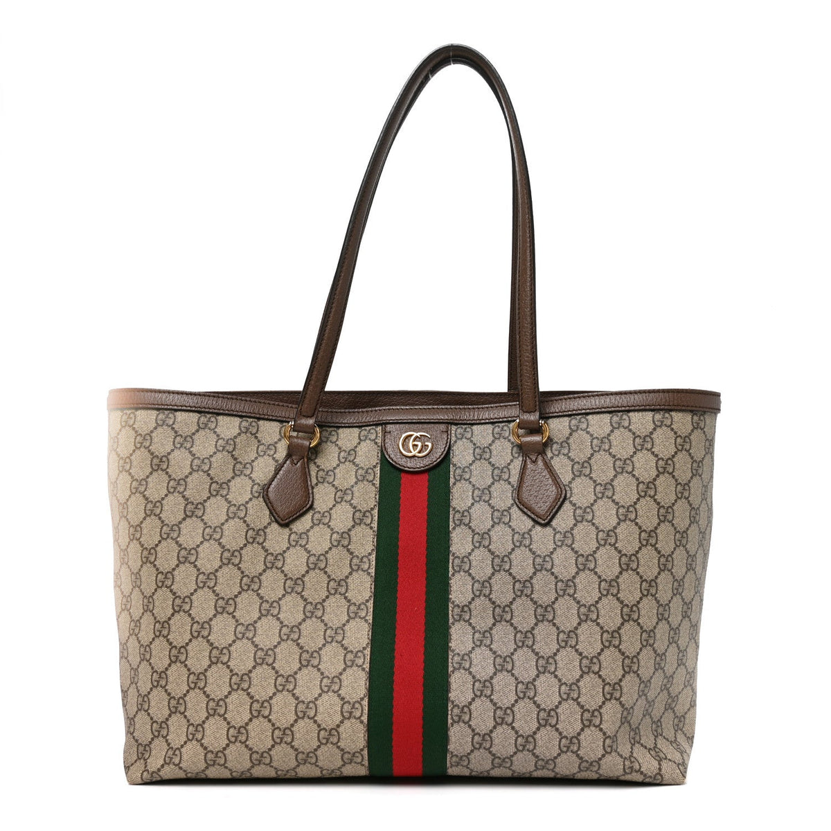 GG Supreme Monogram Medium Ophidia Shopping Tote Brown