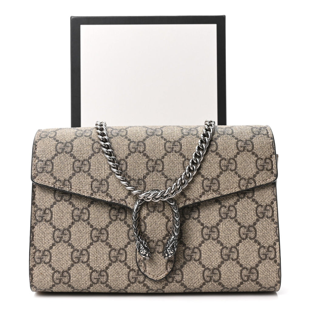GG Supreme Monogram Mini Dionysus Chain Wallet Beige Taupe
