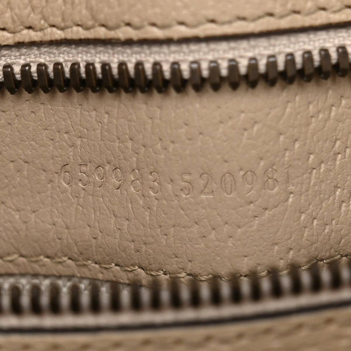 GG Supreme Monogram Textured Dollar Calfskin Small Retro Interlocking G Tote Bag Beige Mystic White Oatmeal