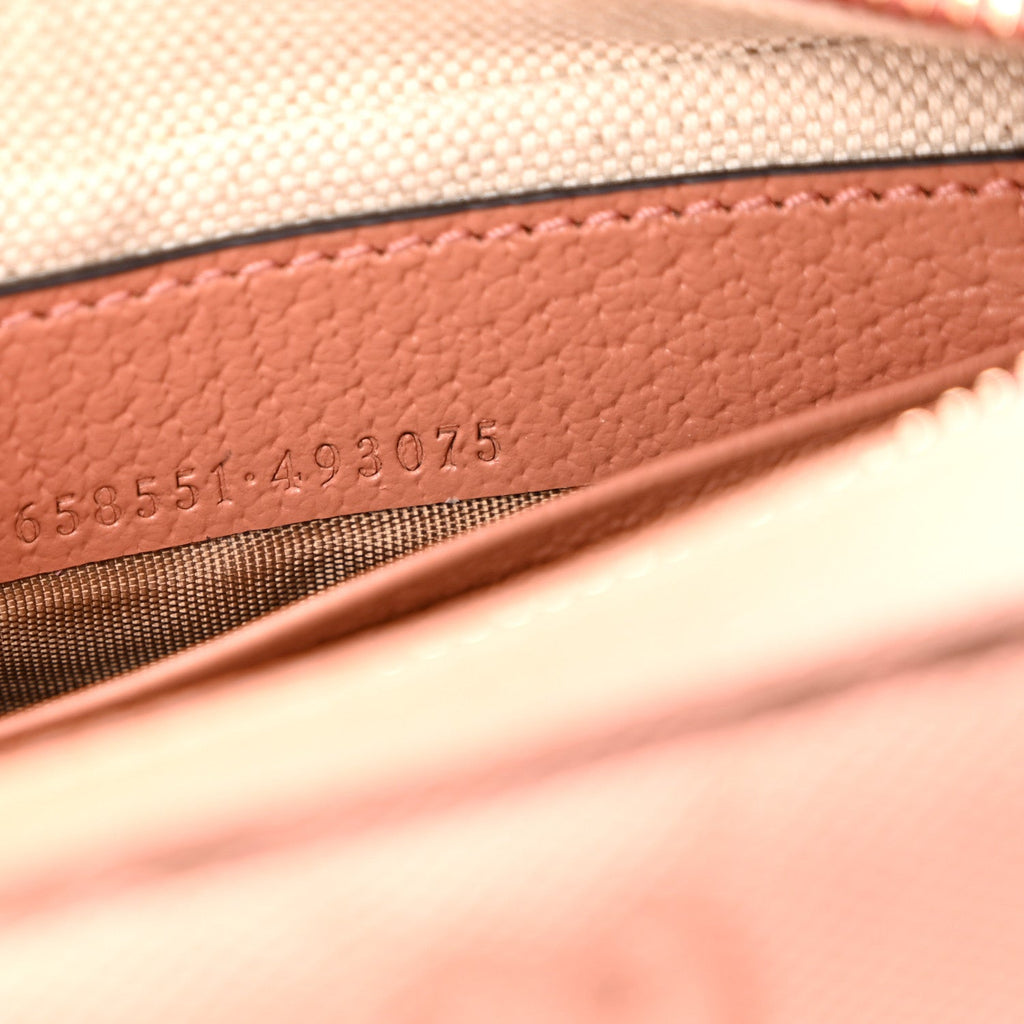 GG Supreme Monogram Textured Calfskin Web Mini Ophidia Half Moon Hobo Rose Pink