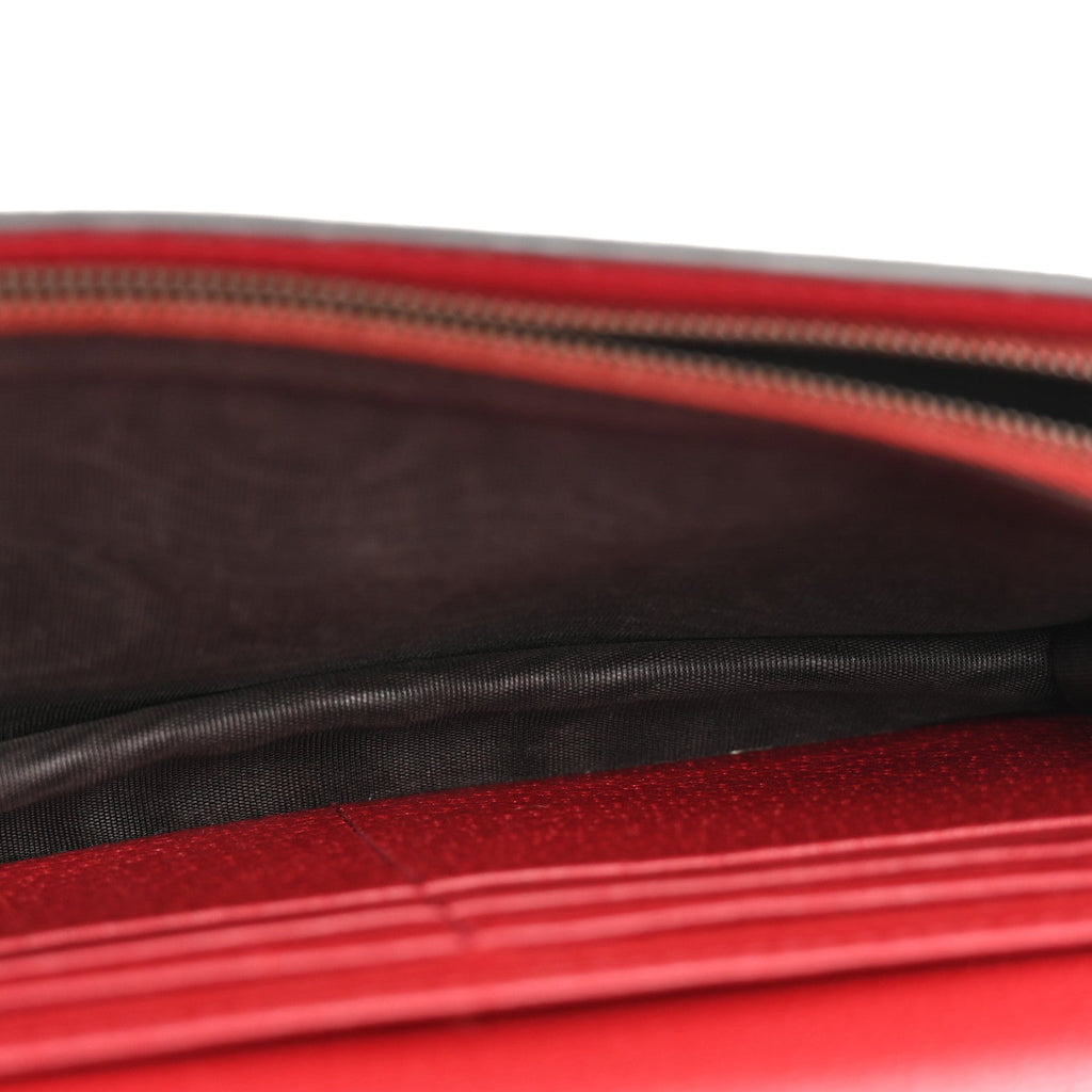 GG Supreme Monogram Web Queen Margaret Chain Wallet Red
