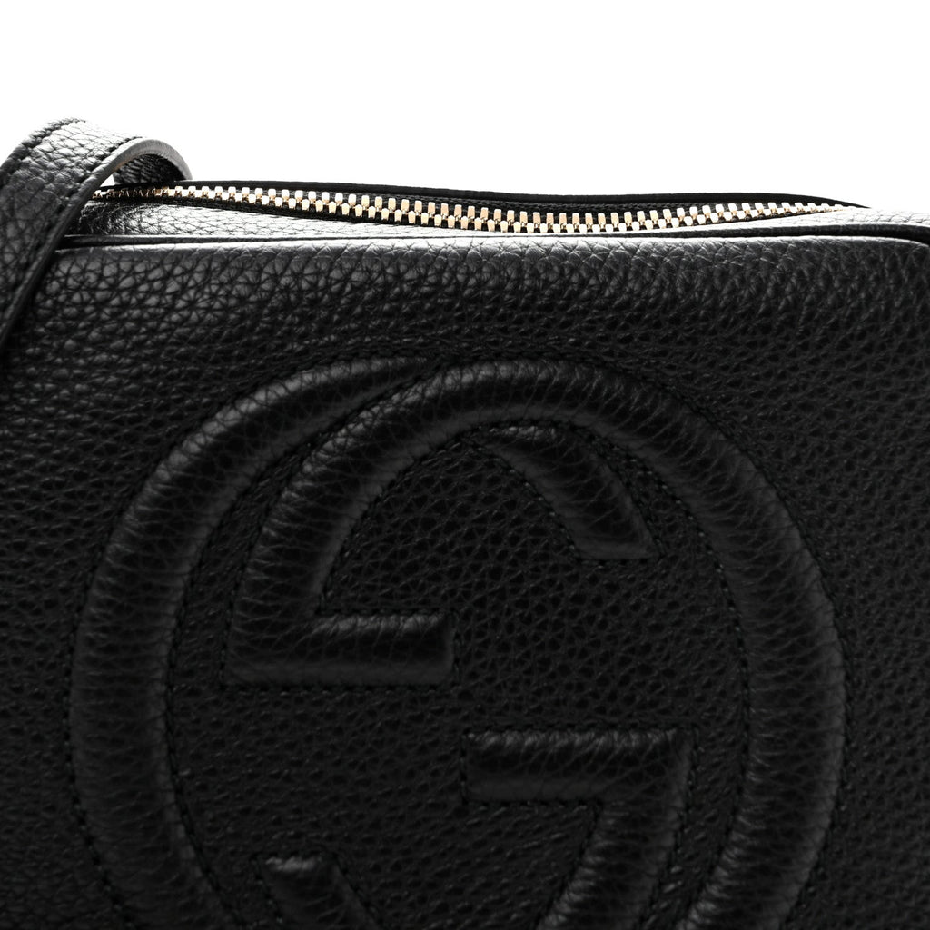 Pebbled Calfskin Small Soho Disco Bag Black