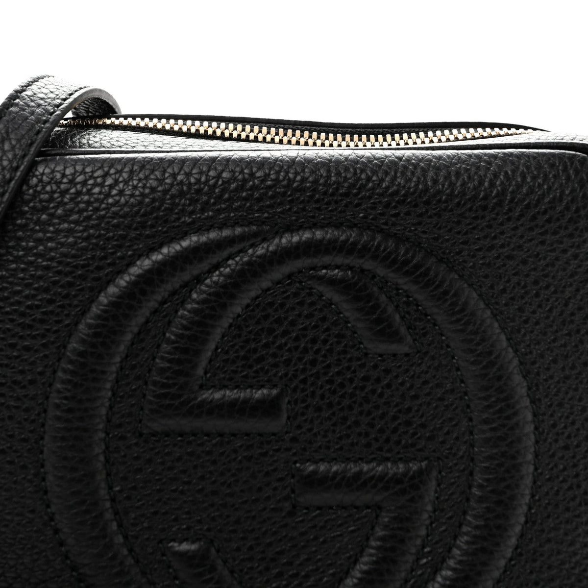 Pebbled Calfskin Small Soho Disco Bag Black
