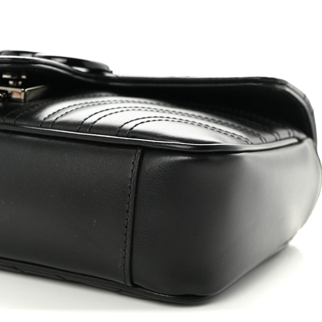 Calfskin Matelasse Monochrome Mini GG Marmont Shoulder Bag Black