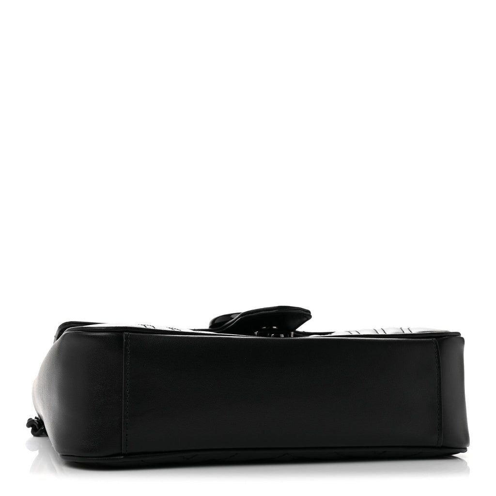 Calfskin Matelasse Monochrome Small GG Marmont Shoulder Bag Black