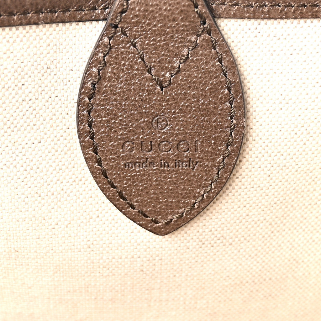 GG Supreme Monogram Textured Dollar Calfskin Web Large Ophidia Tote Beige Ebony New Acero
