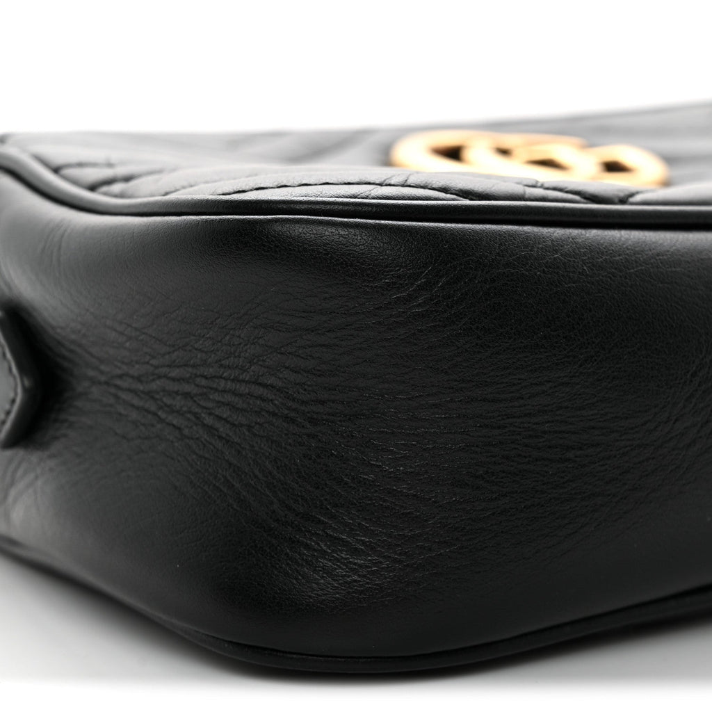 Calfskin Matelasse Small GG Marmont Chain Shoulder Bag Black