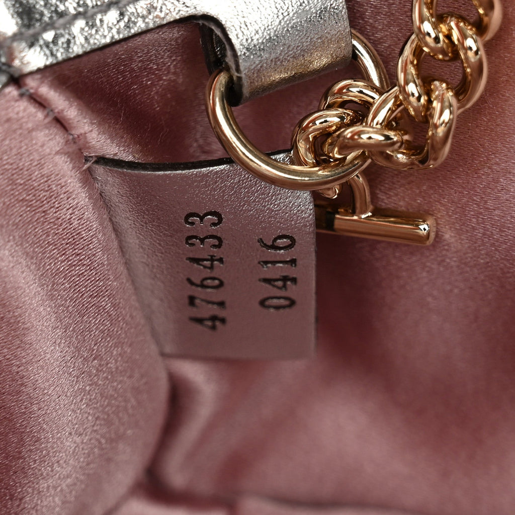 Iridescent Nappa Chevron Matelasse Super Mini GG Marmont Shoulder Bag Iridescent Escape Pink