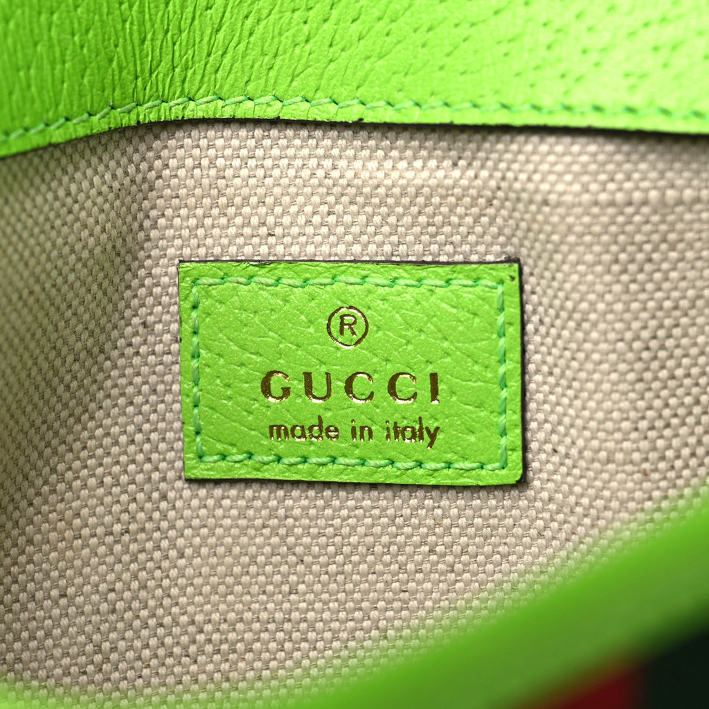 GG Supreme Monogram Web Small Ophidia Belt Bag Beige Ebony Electric Green