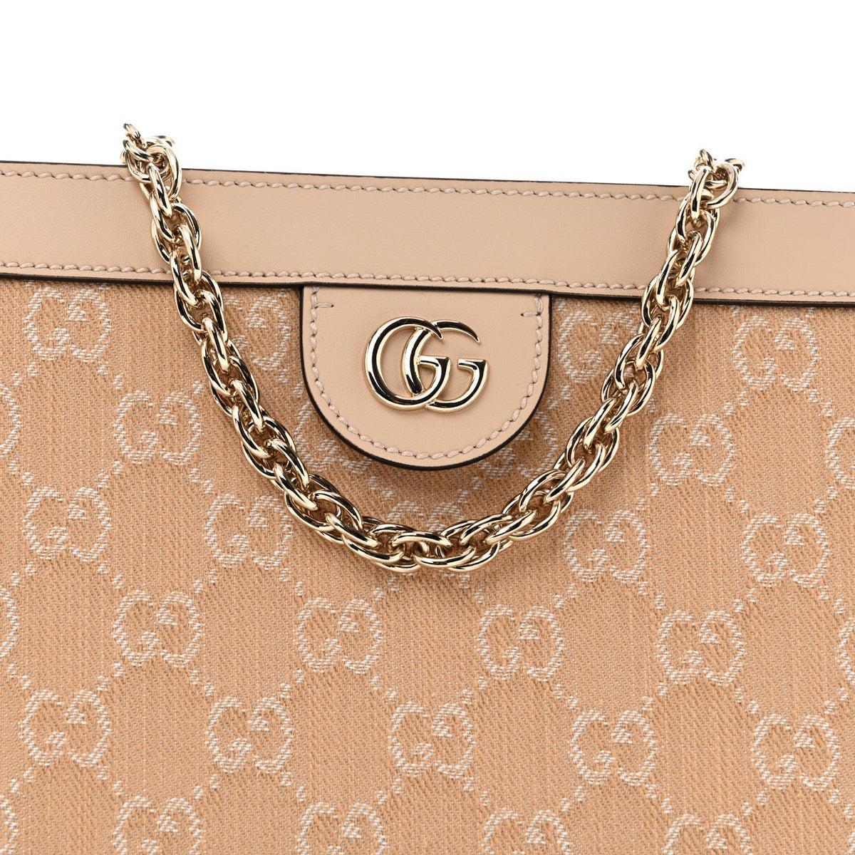 Summer Denim Calfskin GG Monogram Small Ophidia Chain Shoulder Bag Souffle Rose