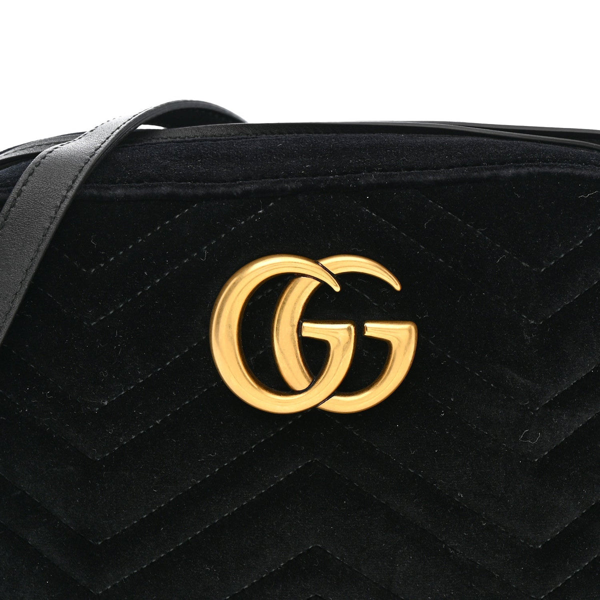 Velvet Matelasse Small GG Marmont Chain Shoulder Bag Black