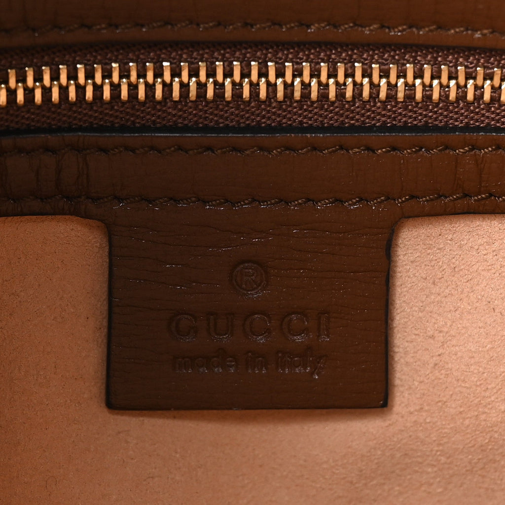 GG Supreme Monogram Azalea Calfskin Web Small Jackie 1961 Hobo Beige Ebony Brown Sugar