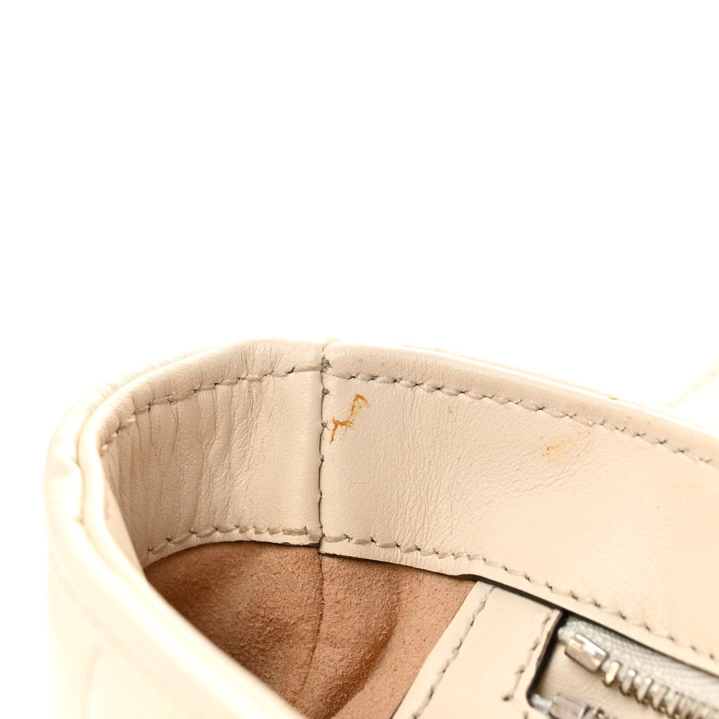 Calfskin Matelasse Aria Small GG Marmont Shoulder Bag Mystic White