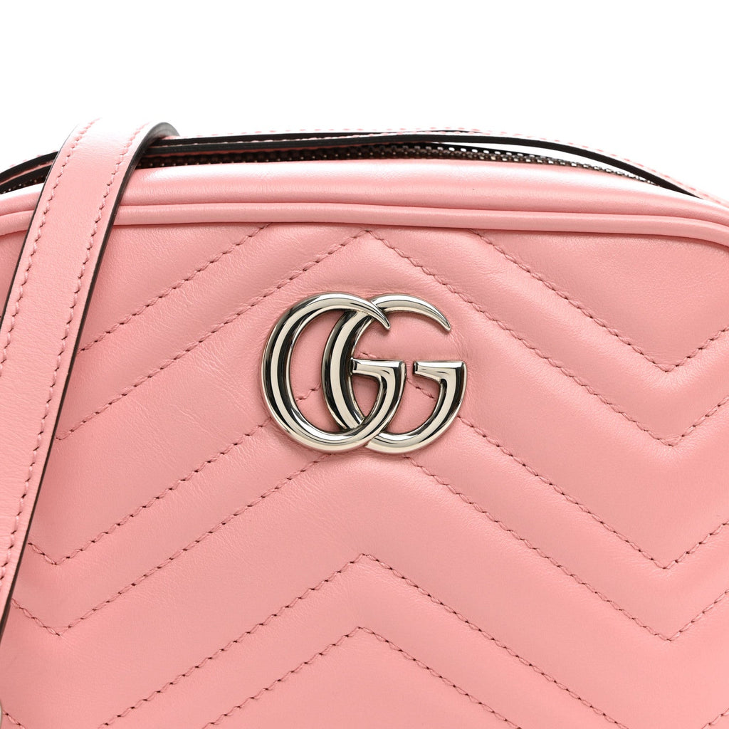 Calfskin Matelasse Mini GG Marmont Chain Shoulder Bag Wild Rose