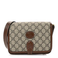 GG Supreme Monogram Azalea Calfskin Mini Retro Interlocking G Flap Shoulder Bag Beige Ebony Brown Sugar