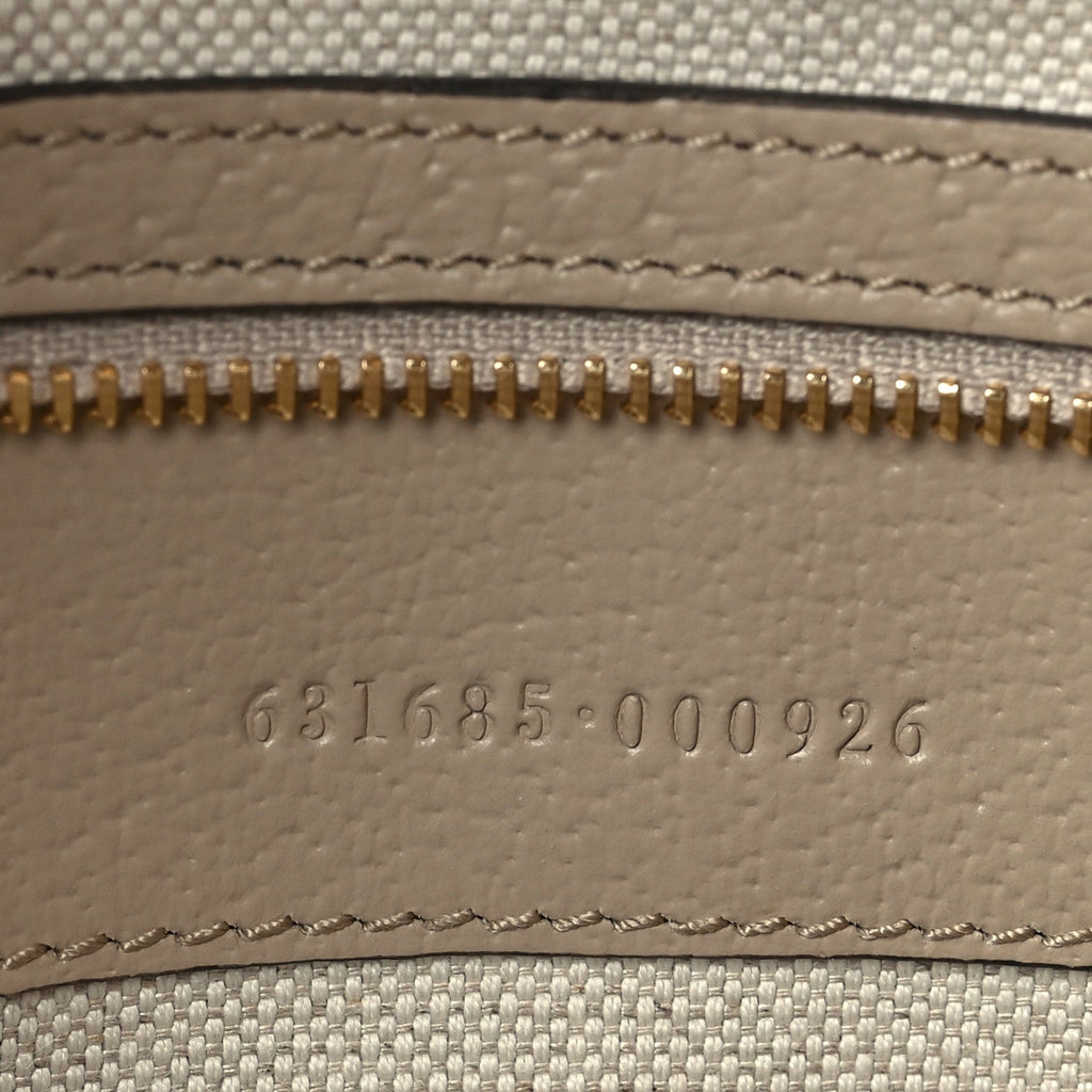 GG Supreme Monogram Textured Dollar Calfskin Web Medium Ophidia Shopping Tote Beige Mystic White Oatmeal