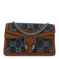 New Denim GG Monogram Dollar Calfskin Enamel Super Mini Dionysus Shoulder Bag Blue Tea Cuir Epilog Electric Blue