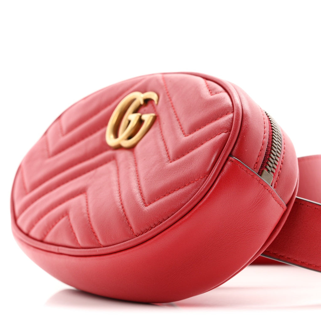 Calfskin Matelasse GG Marmont Belt Bag 75 30 Hibiscus Red
