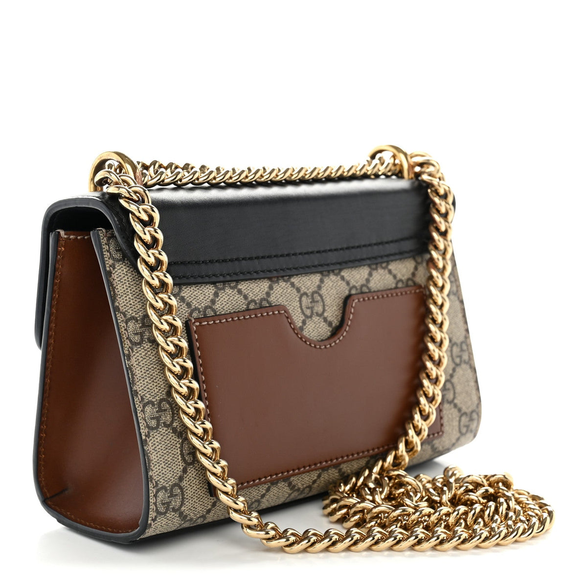 GG Supreme Monogram Calfskin Small Padlock Shoulder Bag Beige Black Cuir