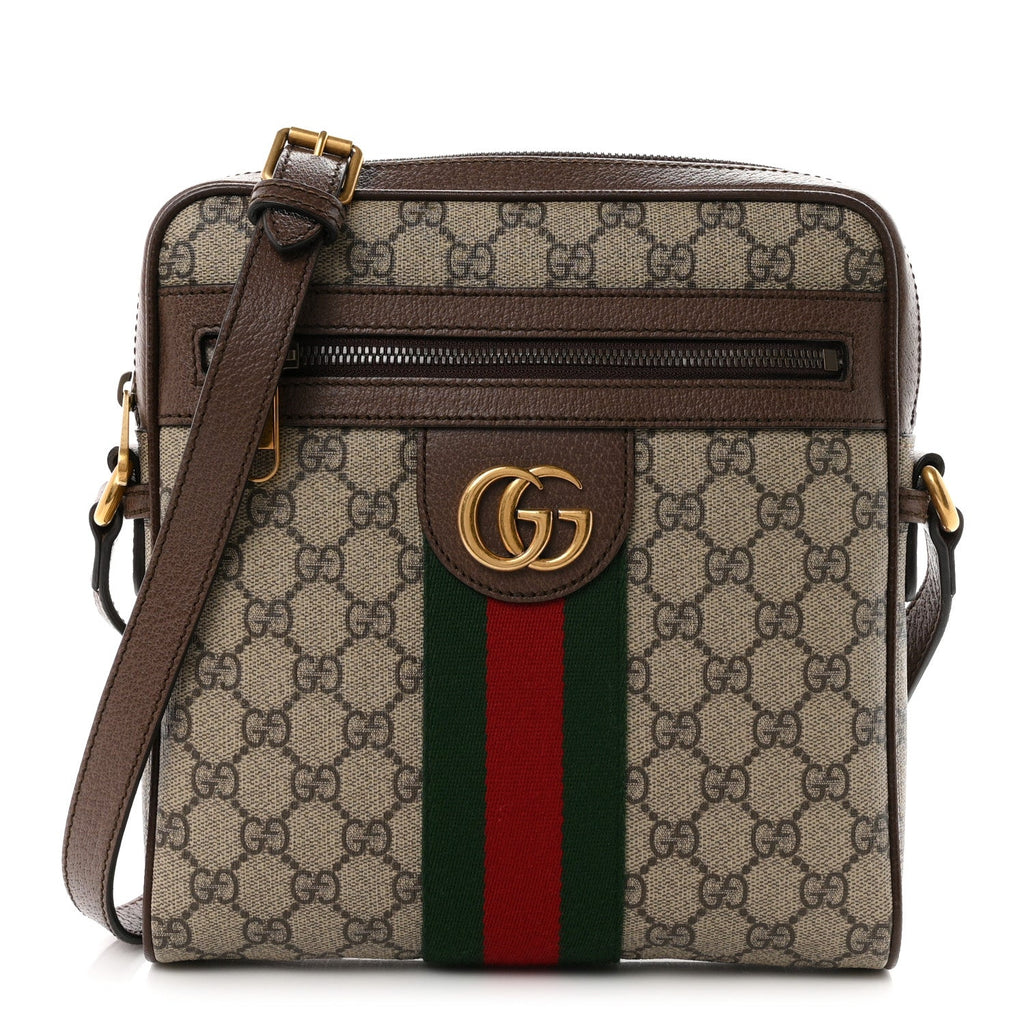 GG Supreme Monogram Web Small Ophidia Messenger Bag Brown